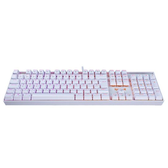 Teclado Mecânico Gamer Redragon Mitra RGB Branco Switch Azul ABNT2