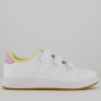 Tênis Adidas Advantage Base Infantil Branco e Rosa