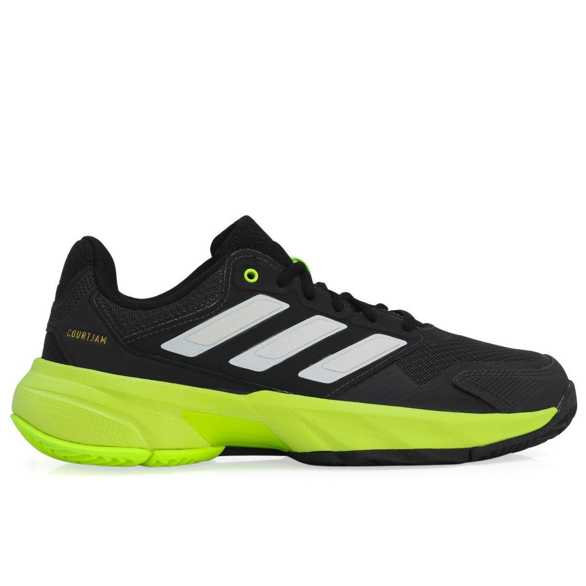 Tênis Adidas Courtjam Control 3 - All Court - Preto Cinza e Limão
