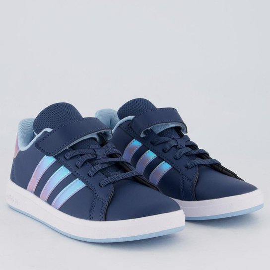 Tênis Adidas Grand Court 2.0 Azul e Branco Infantil