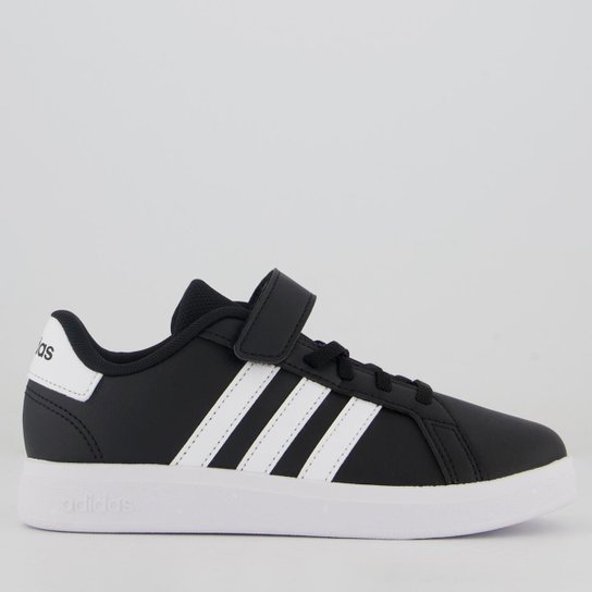 Tênis Adidas Grand Court 2.0 EL Infantil Preto e Branco