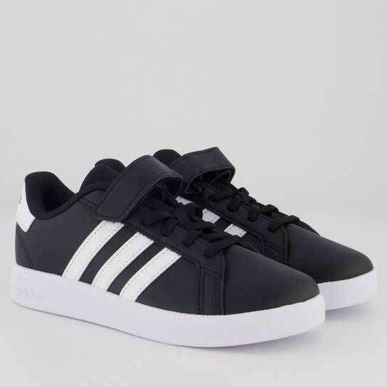 Tênis Adidas Grand Court 2.0 EL Infantil Preto e Branco