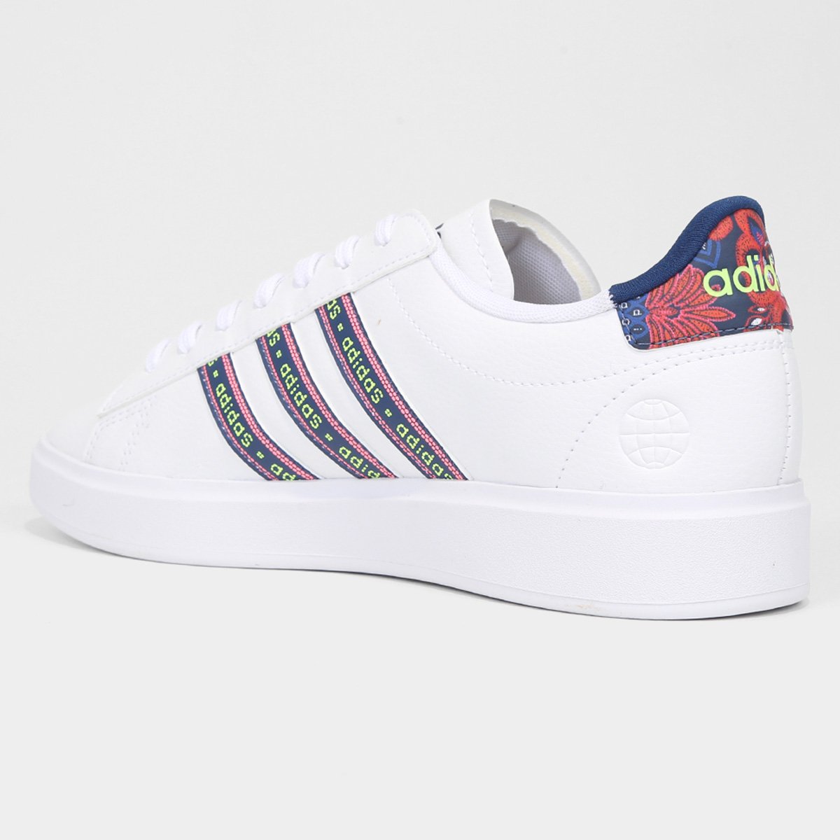 Adidas Advantage Tenis Adidas Com Flores Grand Court Tenis Branco
