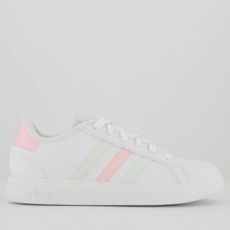 Tênis Adidas Grand Court 2.0 Juvenil Branco Rosa Verde