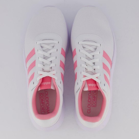 Tênis Adidas Lite Racer Feminino Branco e Rosa