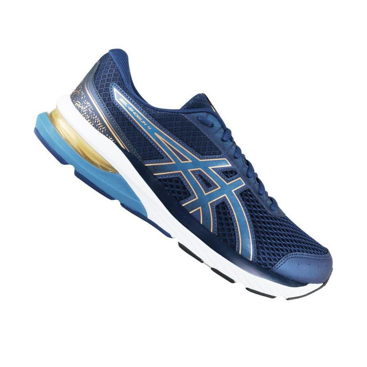 Gel Equation Asics Azul E Dourado Tenis Asics Masculino Equation