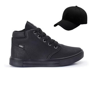 Tênis Botinha Infantil Masculino Casual Cano Alto Confortavel + Bone