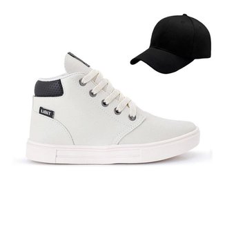 Tênis Botinha Infantil Masculino Casual Cano Alto Confortavel + Bone