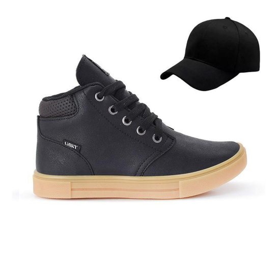 Tênis Botinha Infantil Masculino Casual Cano Alto Confortavel + Bone