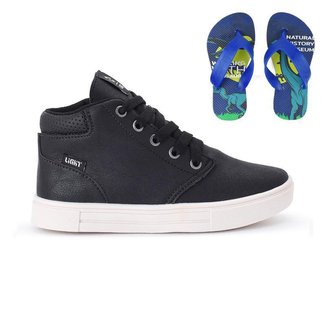 Tênis Botinha Infantil Masculino Casual Cano Alto Confortavel + Chinelo