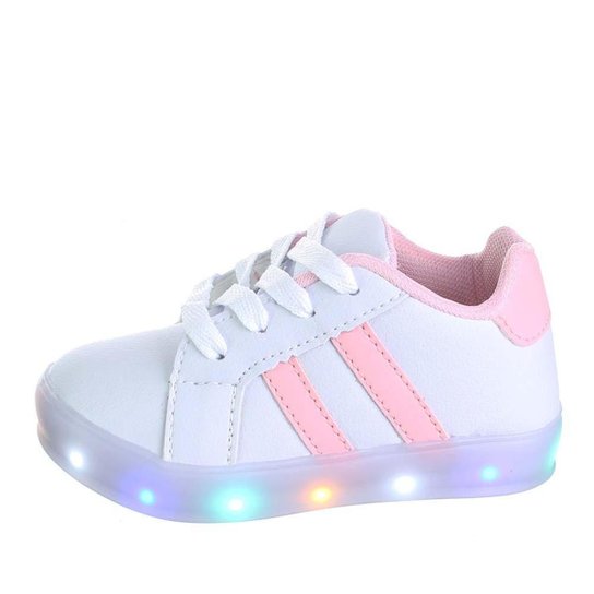 Tenis Calçado Luzinha Luz Led Infantil Juvenil Menina Branco Rosa