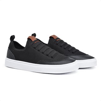 Tênis Casual Cano Baixo Sapatênis Masculino Preto Cadarço Elástico Calce Fácil Confortável