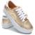 Tenis Casual Feminino Polo Urban Couro Legítimo Super Macio Confortável - Dourado