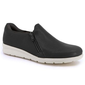 Tênis Casual Feminino Zíper Preto Usaflex MM1801