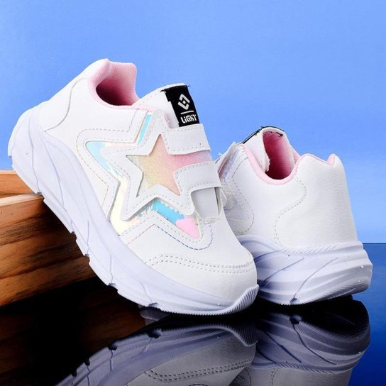 Tenis Casual Infantil Meninas Estrela Glitter Calce Facil