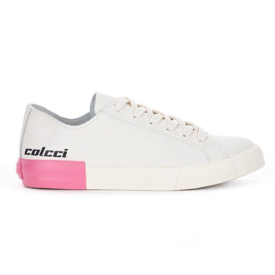 Tênis Colcci CF 001 Simple Leather Off White e Rosa - Feminino
