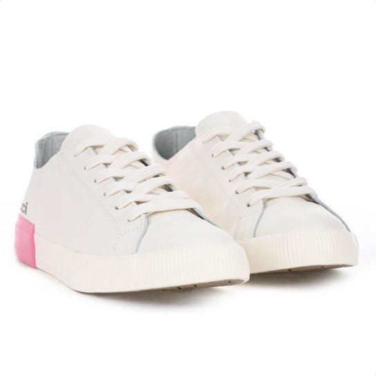 Tênis Colcci CF 001 Simple Leather Off White e Rosa - Feminino