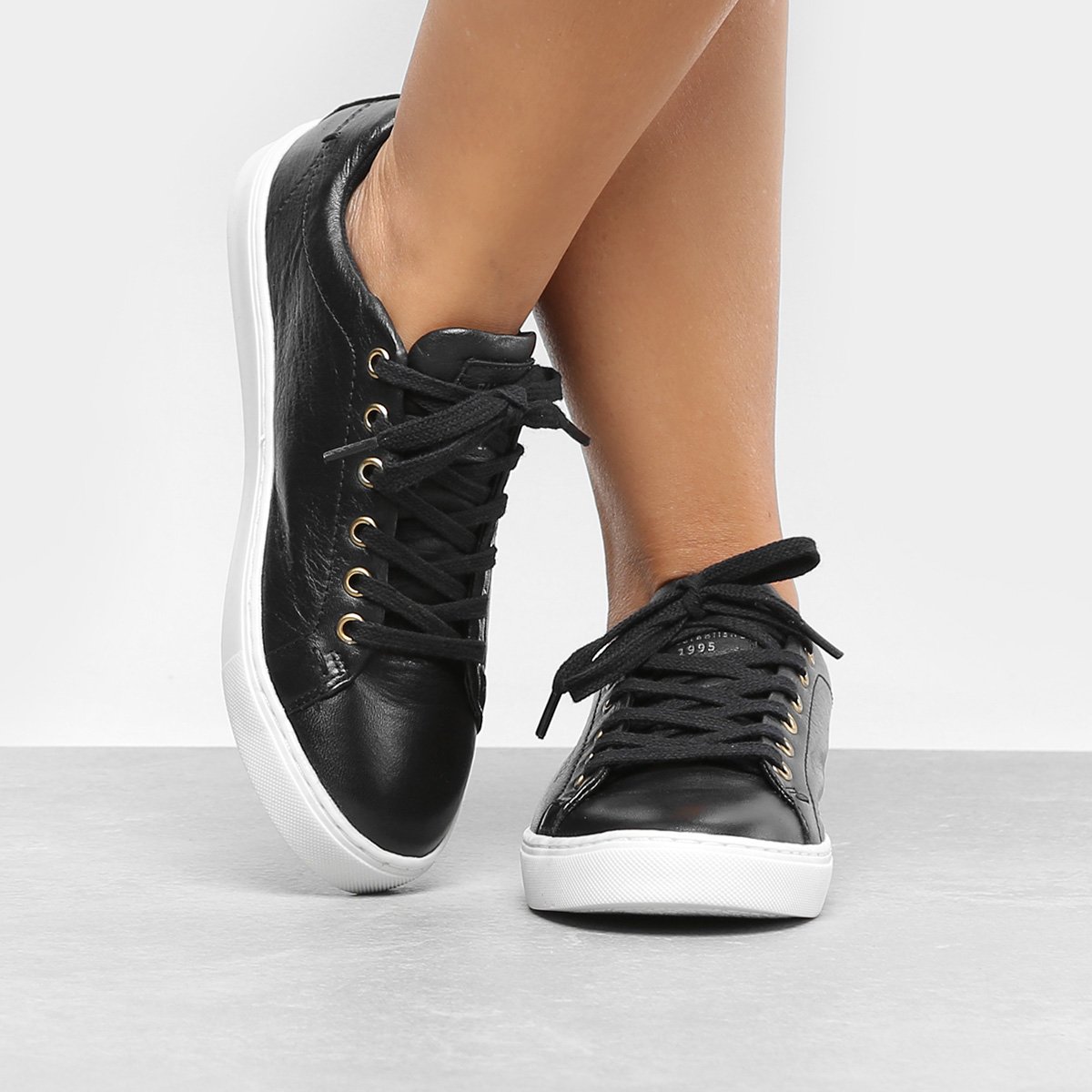 Tenis Maresia Preto Feminino Sapatênis Casual Bege/ Preto