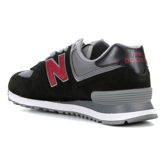 Tenis Couro New Balance 574 Core Masculino Preto E Vermelho