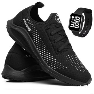 Tênis Esportivo Masculino Academia Caminhada Corrida Conforto+Relógio