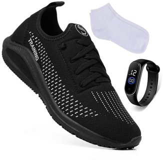 Tênis Esportivo Para Academia Corrida Caminhada Treino Dia a Dia Confortável + Relógio + Meia