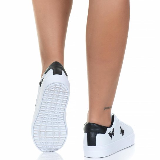 Tênis Feminino Casual Branco Borboleta Estilo Shoes
