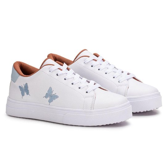 Tênis Feminino Casual Branco Borboleta Estilo Shoes