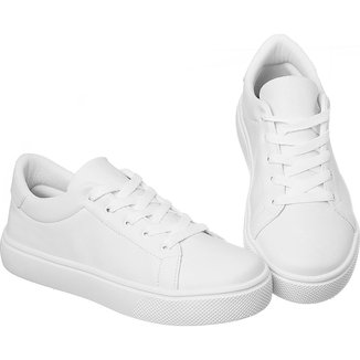 Tênis Feminino Casual Confortável Básico Branco Sapatênis