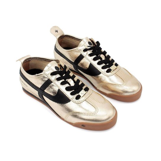 Tênis Feminino Cravo E Canela Couro Ouro