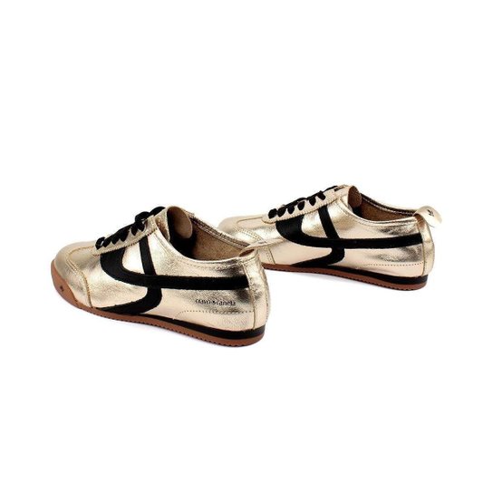 Tênis Feminino Cravo E Canela Couro Ouro