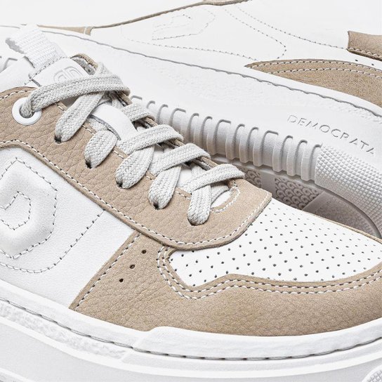 Tênis Feminino Denim Block Branco/Bege-Bege-39