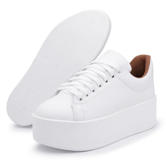 Tênis Feminino Flat Form Casual Confortável Moderno Cadarço
