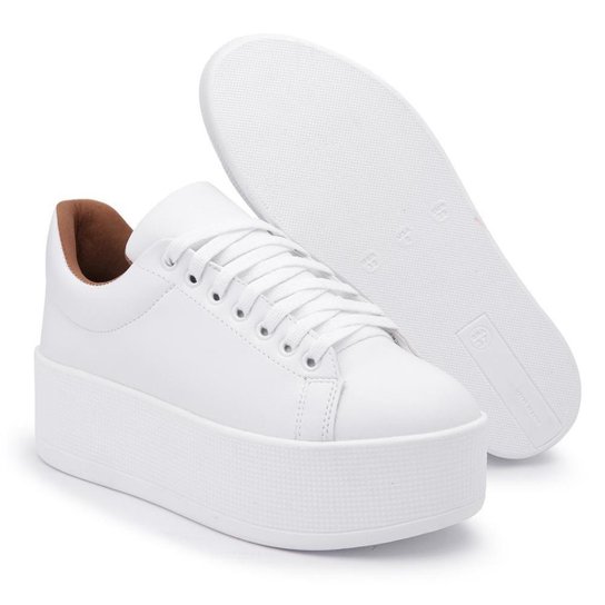 Tênis Feminino Flat Form Casual Confortável Moderno Cadarço