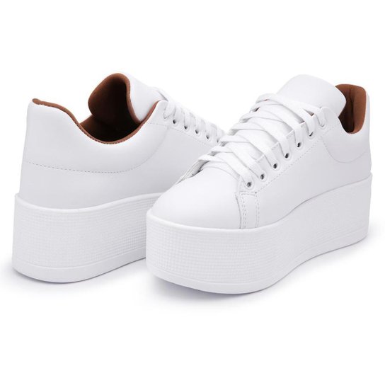 Tênis Feminino Flat Form Casual Confortável Moderno Cadarço