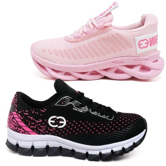 Tênis Feminino Infantil Conforto Solado Trança Kit 2 Pares