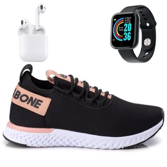 Tenis Feminino Para Academia Caminhada Corrida Relógio Kit Smart + Fone Sem Fio