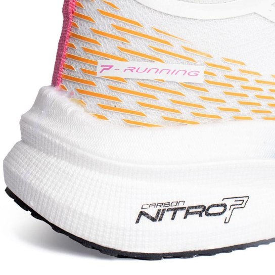 Tênis Feminino Pegada Esportivo Branco c/ Laranja