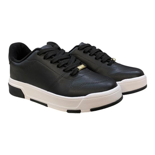 Tenis Feminino Vizzano Casual Plataforma Amarração Básico 1455.100 Preto