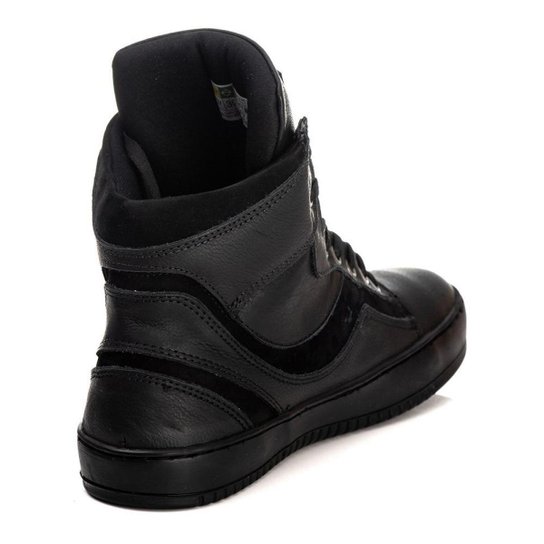 Tênis Fitness Feminino Botinha Treino Academia Couro com Zíper