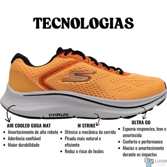 Tênis Go Run Consistent 2.0 Ultra Go Goga Mat Mstrike Corrida 220865 Skechers Laranja