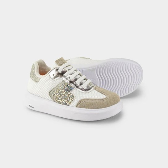 Tênis Infantil Bibi Glam Branco com Prata de Brilhos