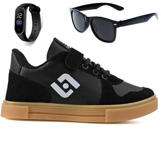 Tenis Infantil Casual Sapatenis Homem Mulher Street Calce Facil + Oculos Relogio