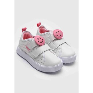 Tênis Infantil Feminino Pampili Emoji Menina Escolar Calce Fácil