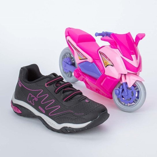 Tênis Infantil Menina Kidy Play Rosa e Lilás com