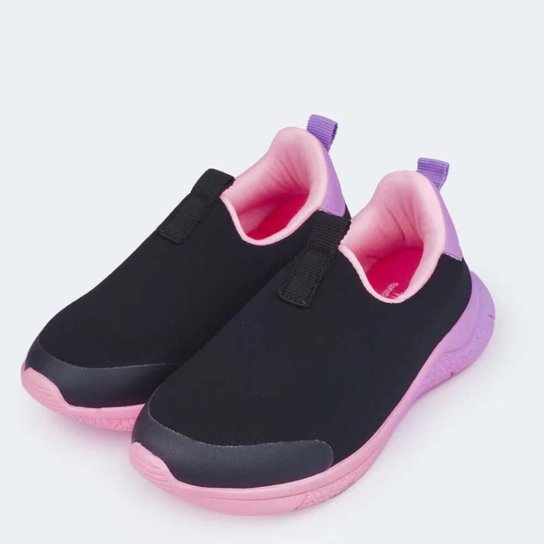 TÊNIS INFANTIL MENINA MINI SOFT PRETO ROSA