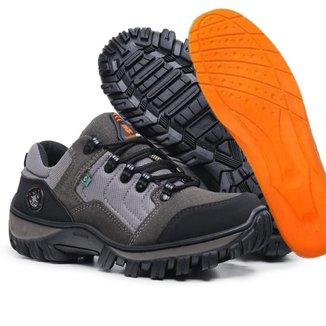 Tênis Masculino Adventure De Couro Dia a Dia Trekking Reforçado Palmilha Conforto