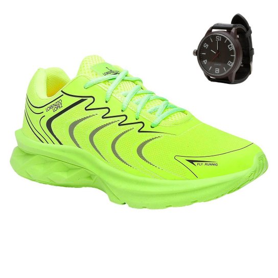 Tênis Masculino Esportivo Moderno Leve Conforto Gmm Shoes + Relógio