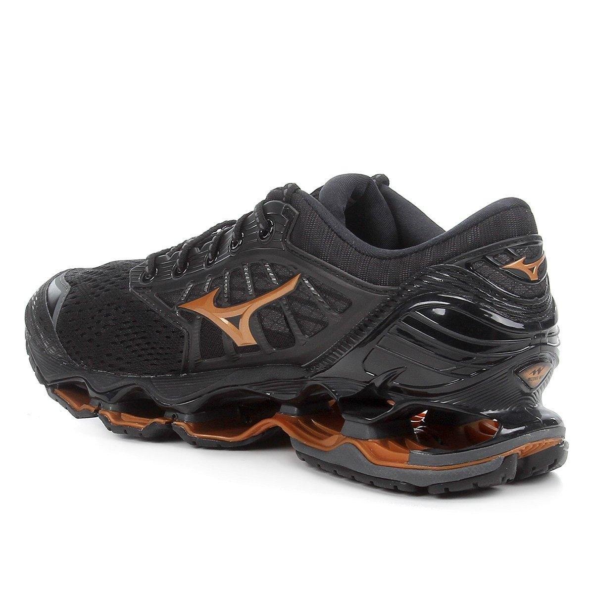 Tênis Mizuno Wave Prophecy 9 Masculino Preto e Dourado Tênis Mizuno Wave Prophecy 9 Masculino Preto e Dourado