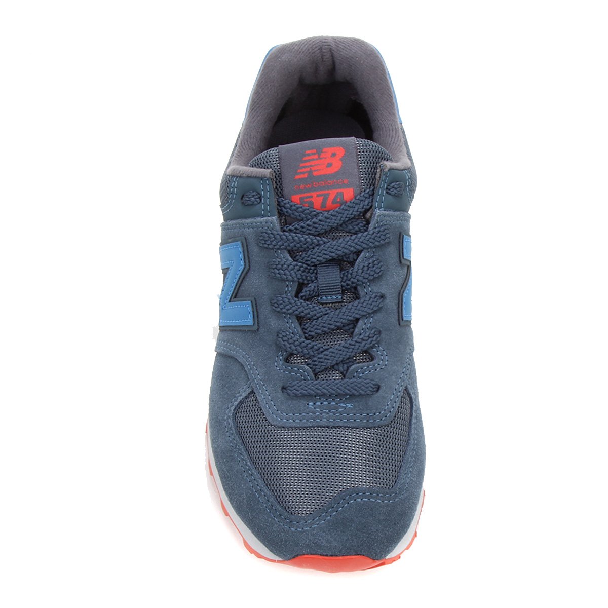 new balance 574 azul e laranja