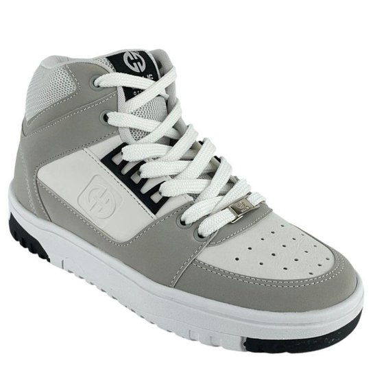 Tênis Ollie Masculino Cano Alto Branco Cinza
